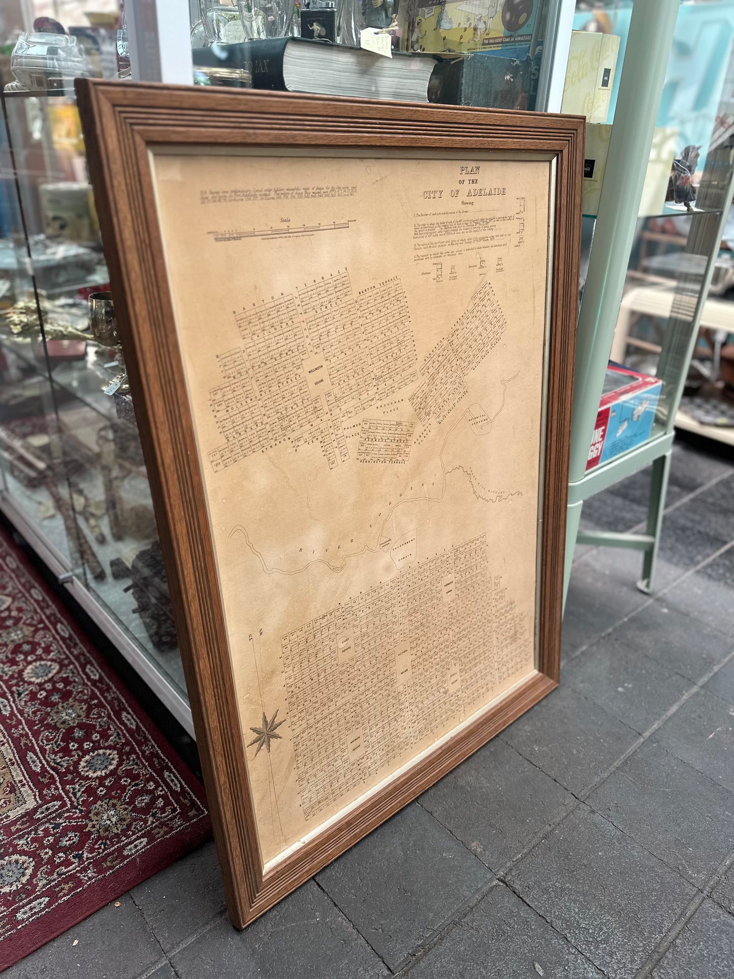 Vintage Framed Plan of the City of Adelaide 1837 - Colonel William Light Reproduction Map