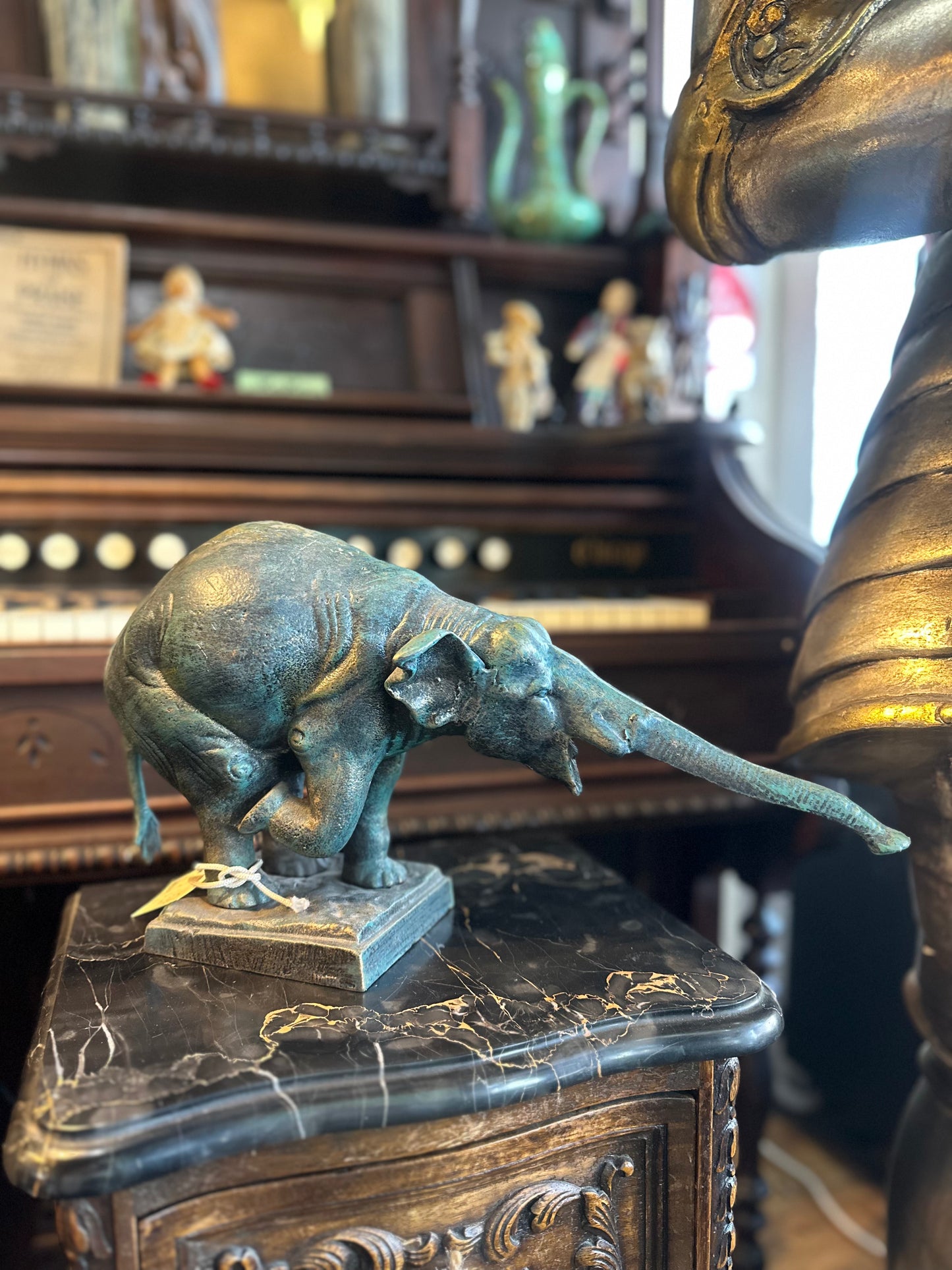Vintage Style Cast Iron Elephant Sculpture