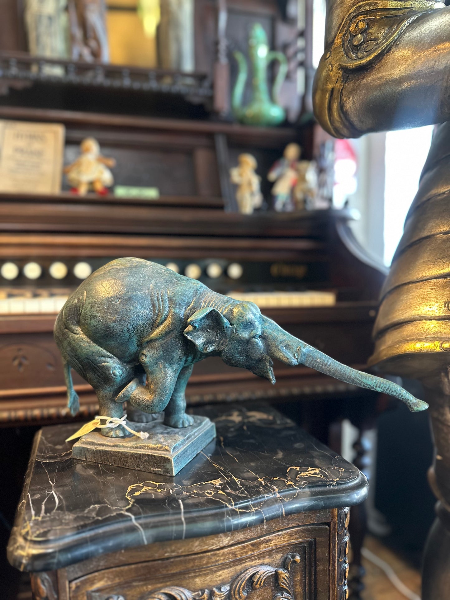 Vintage Style Cast Iron Elephant Sculpture