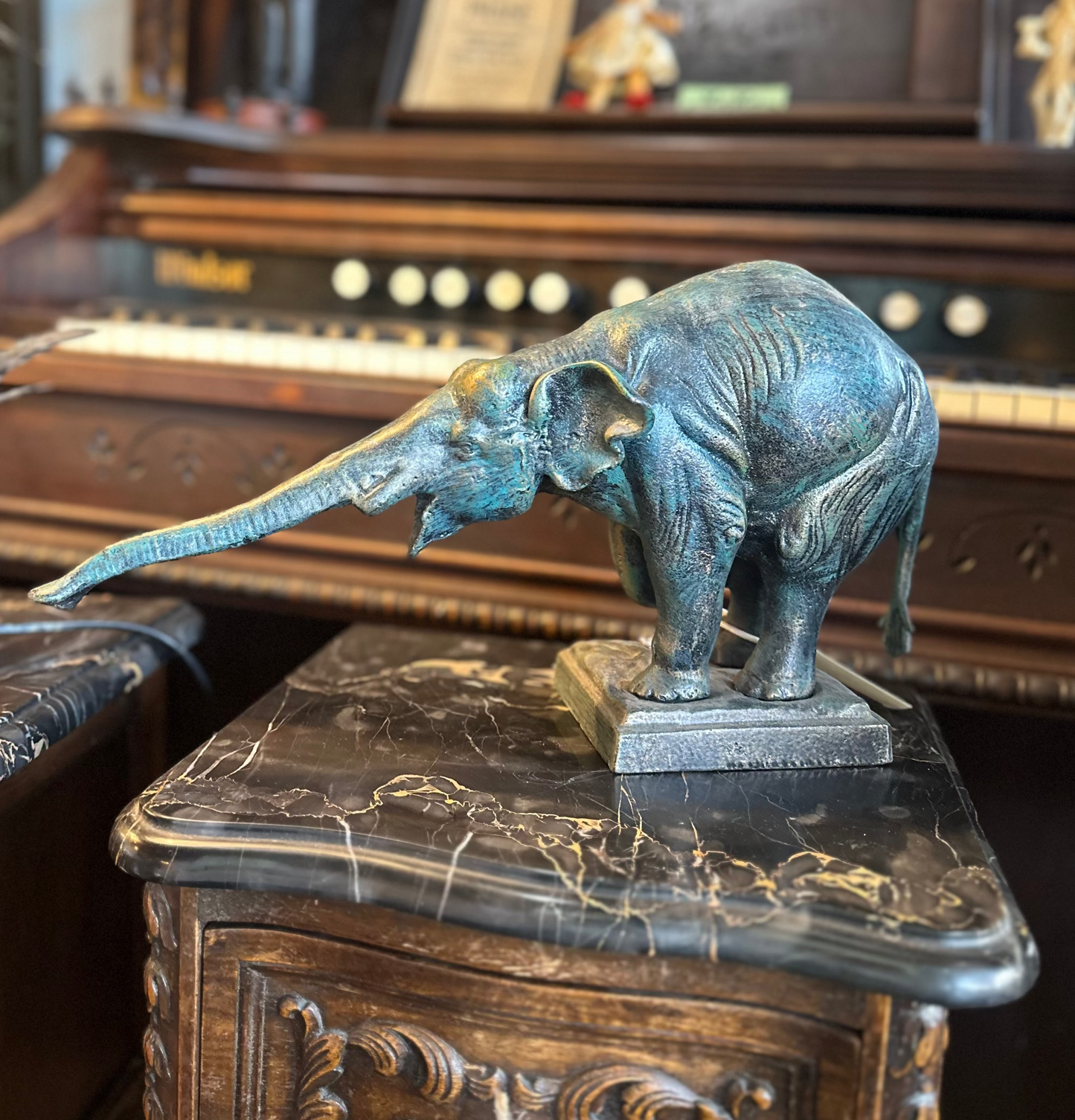 Vintage Style Cast Iron Elephant Sculpture