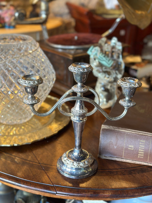 Vintage Ianthe England Silver Plated 3 Arm Candelabra Candle Holder – English Vintage Decor