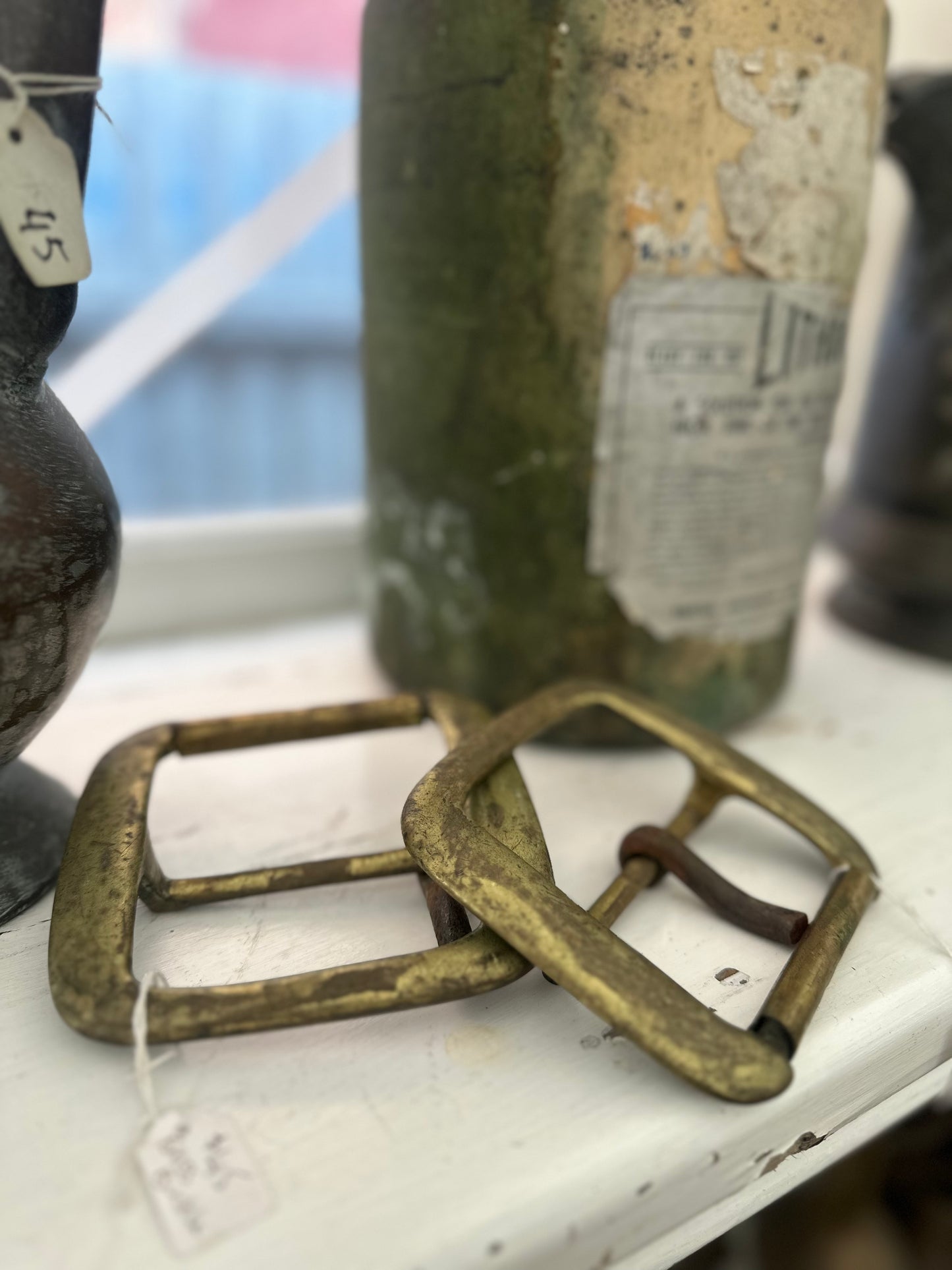 Vintage Solid Brass Horse Harness Buckles | Pair of Antique Equestrian Cart Tack Hardware