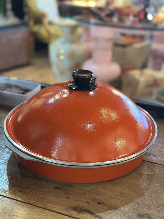 Vintage Bessemer Margaret Fulton 34cm Baking Dish with Lid - Flame Orange - Made in Australia