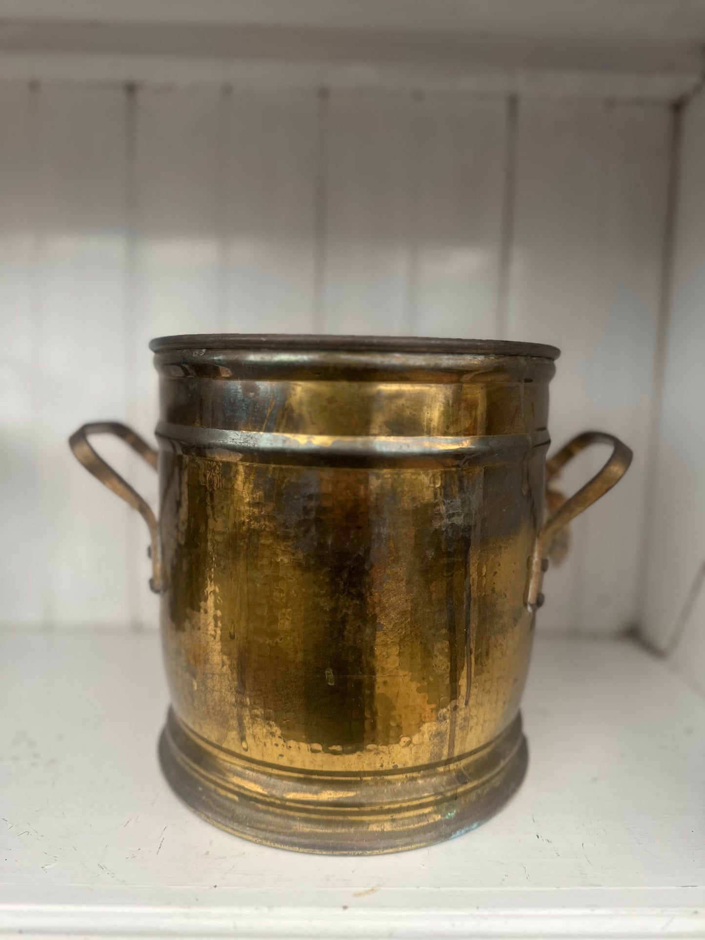 Vintage Hammered Brass Champagne Bucket - Antique Style Wine Cooler with Handles