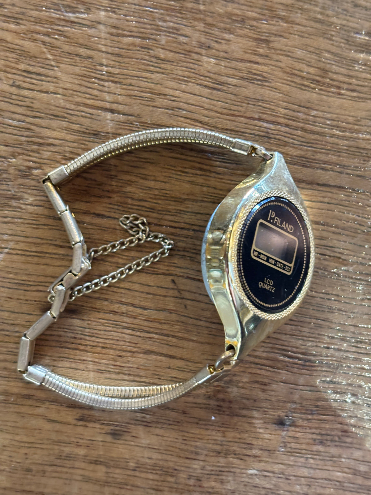 Vintage Filand LCD Quartz Digital Ladies Bracelet Watch, c. 1978–1983, Made in Hong Kong